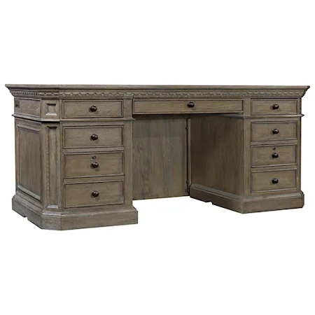 Traditional 72" 7-Drawer Executive Desk with Locking File Drawers and AC Outlets